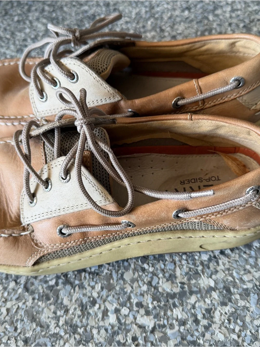 Sperry Men's Light Brown Leather & Tan Boat Shoes